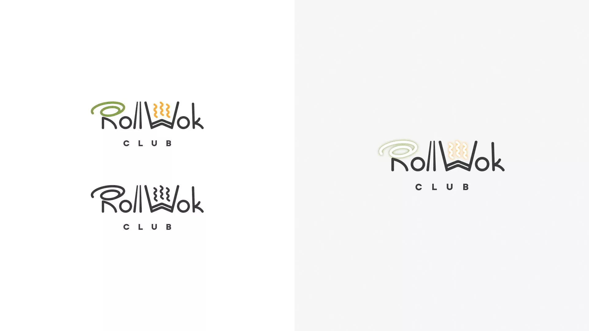 Разработка логотипа и фирменного стиля суши-бара «Roll Wok Club» в Черногорске